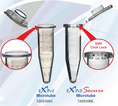 Пробирки микроцентрифужные Expell Secure 1,5 мл, тонкостенные, градуированные, с плоскими крышками, крышки с защёлкиванием, стерильные, CAPP 5101505 - фото 5211
