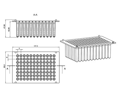 Планшет одноразовый для лабораторных исследований по ТУ 32.50.50-017-54287340-2021, принадлежность: 6. Гребенка к планшету ПЛ-2-96-2,2-ПП ГУ (Гребенка для магнитной головки для 96-луночного планшета, полипропилен), Россия ГР-2-96-2,2-ПП-5