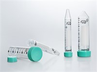 Пробирки центрифужные 15 мл, коническое дно, нестерильные, с градуировкой и полем для надписи, до 20 000 g, крышка с уплотнительным кольцом, РP/PE CFT925150